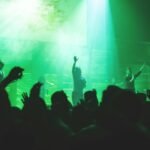 Dynamic church worship concert with a band performing on stage, creating a vibrant atmosphere.